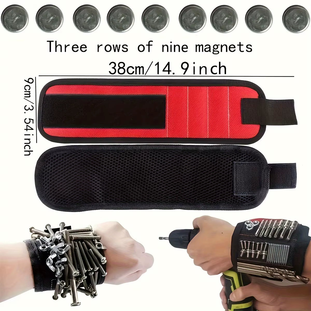 Magnetic Wristband for Holding Screws,Nails, Drilling Bits,Wrist Tool Holder Belts with Strong Magnets Cool Gadgets