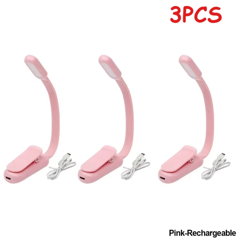LED Desk Lamp Mini Book Light 3 Brightness Levels USB Rechargeable Clip on Study Lamp for Bedroom Dormitory Travel Reading