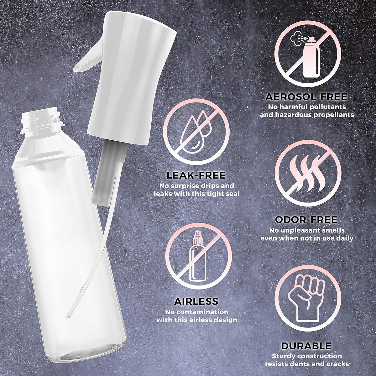 Continuous Fine Mist Spray Bottle for Hair Styling, Pet Care, Plant Maintenance, Cleaning, and Skin Hydration