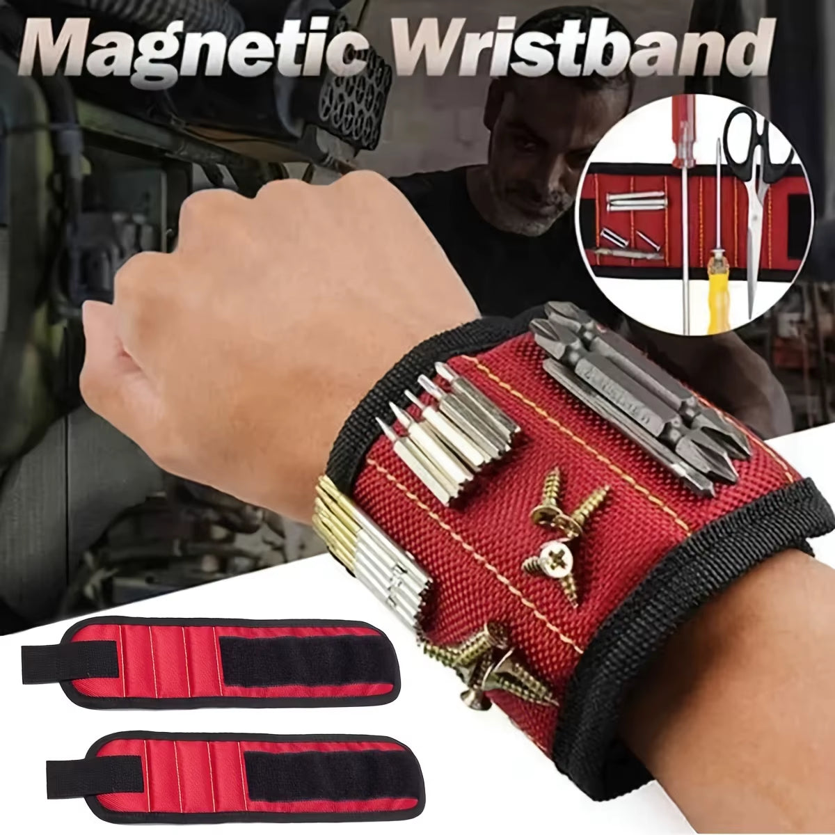 Magnetic Wristband for Holding Screws,Nails, Drilling Bits,Wrist Tool Holder Belts with Strong Magnets Cool Gadgets