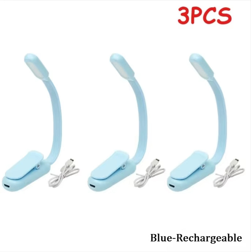 LED Desk Lamp Mini Book Light 3 Brightness Levels USB Rechargeable Clip on Study Lamp for Bedroom Dormitory Travel Reading