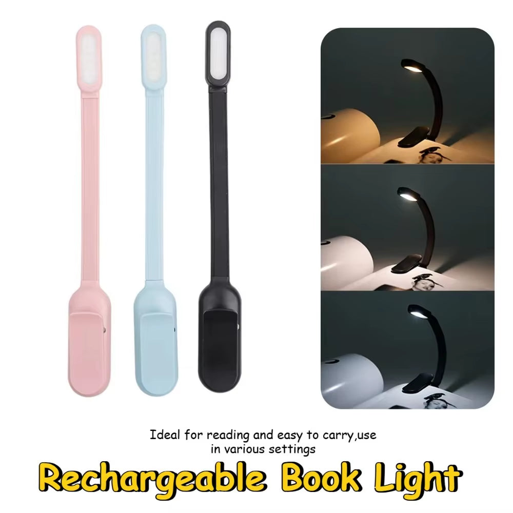 LED Desk Lamp Mini Book Light 3 Brightness Levels USB Rechargeable Clip on Study Lamp for Bedroom Dormitory Travel Reading