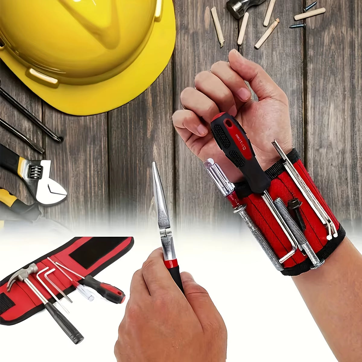 Magnetic Wristband for Holding Screws,Nails, Drilling Bits,Wrist Tool Holder Belts with Strong Magnets Cool Gadgets