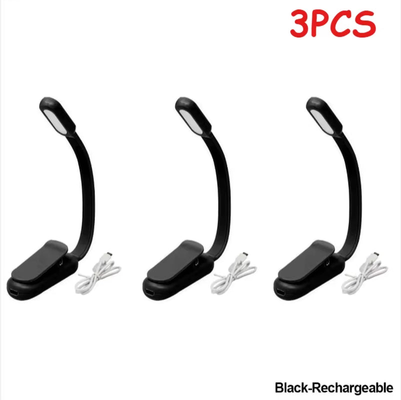 LED Desk Lamp Mini Book Light 3 Brightness Levels USB Rechargeable Clip on Study Lamp for Bedroom Dormitory Travel Reading