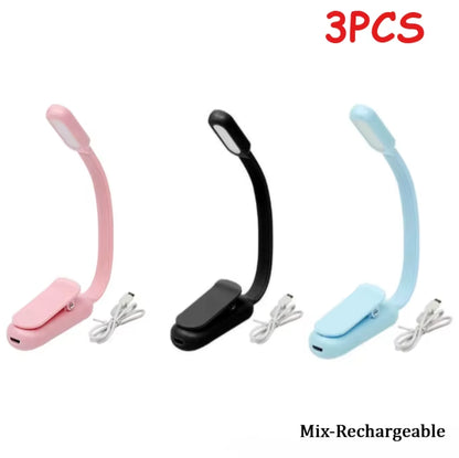 LED Desk Lamp Mini Book Light 3 Brightness Levels USB Rechargeable Clip on Study Lamp for Bedroom Dormitory Travel Reading