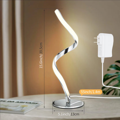 Modern Spiral Touch Control Table Lamp - Fully Dimmable Nightstand Lighting with Three Color Temperatures (3000K, 4000K, 5000K) for Bedroom, Living Room, and Office