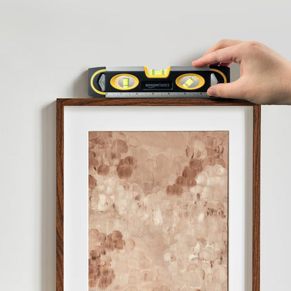 9-Inch Magnetic Torpedo Level and Ruler with 180/90/45 Degree Bubbles, Lightweight Design, Black Finish