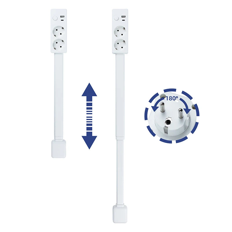 EU Plug Scalable/Rotating Power Strip Electrical Wall Plug Adjustable Length Charging Extension Circular Socket Extension Cable