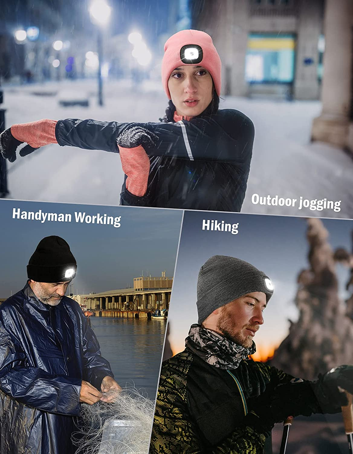 Unisex Hands-Free Lighted Winter Beanie - Ideal Gift for Men