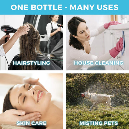 Continuous Fine Mist Spray Bottle for Hair Styling, Pet Care, Plant Maintenance, Cleaning, and Skin Hydration