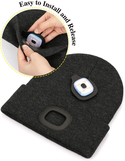 Unisex Hands-Free Lighted Winter Beanie - Ideal Gift for Men