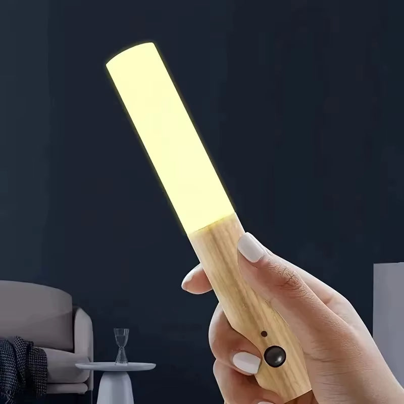 LED Night Light USB Charging Magnetic Wall Sconces Light Motion Sensor Rechargeable No Wiring Lights Wooden for Home Room