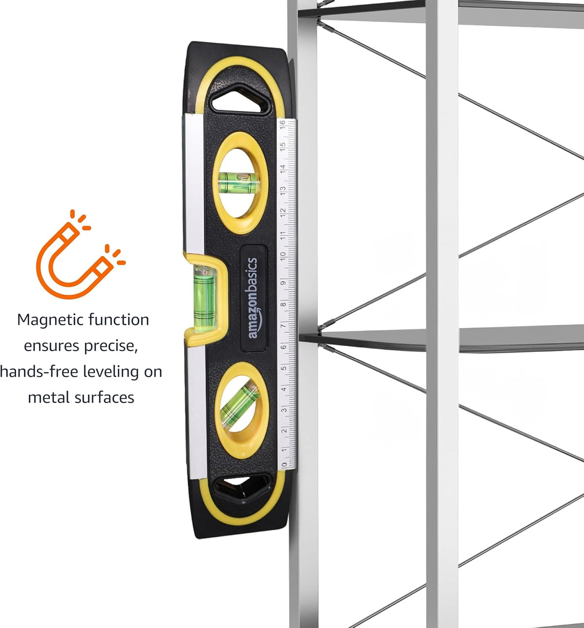 9-Inch Magnetic Torpedo Level and Ruler with 180/90/45 Degree Bubbles, Lightweight Design, Black Finish